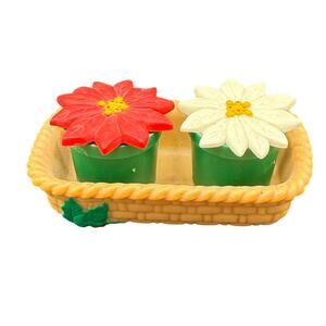 Vtg Avon Christmas Blossom Poinsettias Tabletop Collection Salt & Pepper Shakers